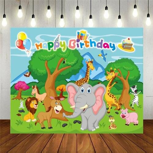 Photo Studio Props Photography Backdrop Funny Animal Cartoon Vinyl Background Kids Birthday Party Decoration
