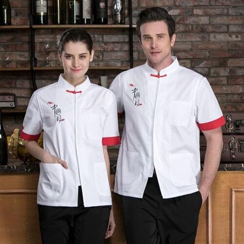 Catering Restaurant Short Sleeve Master Chef Uniform Shirt Men and Women Bakery Kitchen Cook Jacket Canteen Barber Shop Workwear