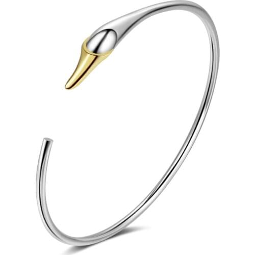 Minimalist Glod Color Cute Swan Animal Sweet Adjustable Cuff Bangle Bracelet For Women Dainty Fashion Jewelry Gifts For Girls