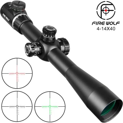 Fire Wolf 4-14X40 Red Green Cross Round Line Tactics Scope Hunting Riflescope Optical Sight Rifle Waterproof 500 Meters Sight