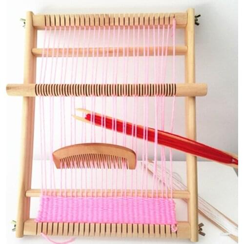 Large Size DIY Hand Knitting Wooden Loom Toys Children Weaving Machine Intellectual Development Loom Toys(Random Color of Wool)