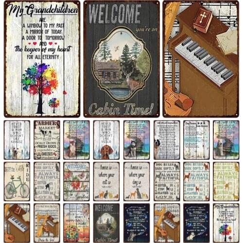 Vintage Animal Love Cat Dog Metal Signs Dog Rules Cat Rules Poster Retro Wall Plaque Pub Bar Garden House Painting Decor 3Cda-29