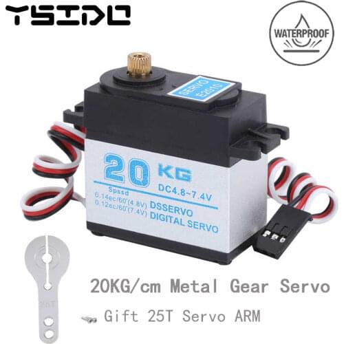 Waterproof 20Kg Metal Gear Digital High Torque Speed Servo 25T ARM for Redcat Kyosho LRP FS 1/10 1/8 RC Crawler Buggy Truck Car
