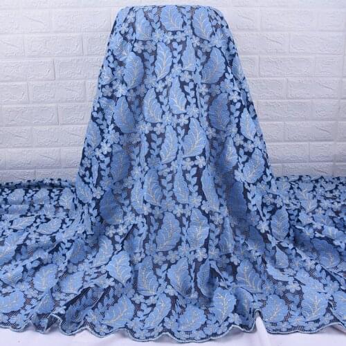 Zhenguiru Blue High Quality Guipure Cord Beautiful African Lace Fabric Mesh Bright Drill Nigerian Fabric For Women Party A1957