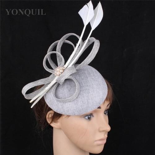Women Party Hats Sinamay Wedding Fascinators Elegant Ladies Race Tea Headpiece Liene Hair Accessories Derby Fedora Hats SYF465
