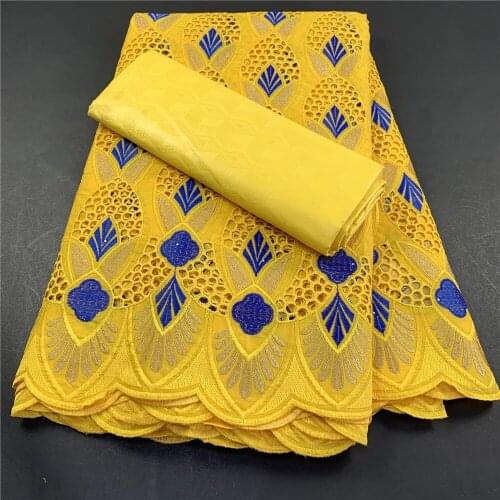 MIQIER High2021Quality African Nigerian Tulle Lace Fabric Prom Dress Damask Party Gown Swiss Cotton 2.5Yards+2.5Yards Bazin