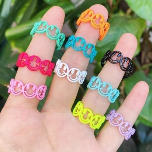 10 Piece Enamel colorful Rings Hollow face rings accessories jewelys jewelry party ring Enamel rings 51745