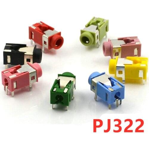 10PCS PJ322 3.5mm headphone jack PJ-322 audio female in-line 5P 5 pin Socket connector