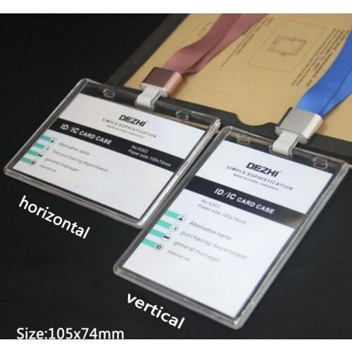 105x74mm Plus Transparency Exhibition Permit Card Badge Holder + Lanyard,Trade Show Crystal Clear Card Holder Office Supplier