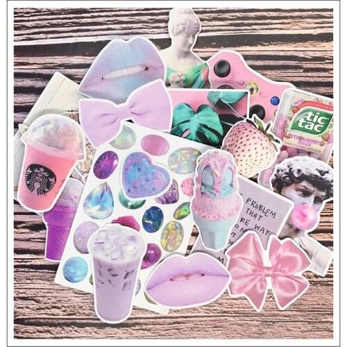 21PCS Pink Stickers Crafts And Scrapbooking stickers book Student label Decorative sticker kids toys