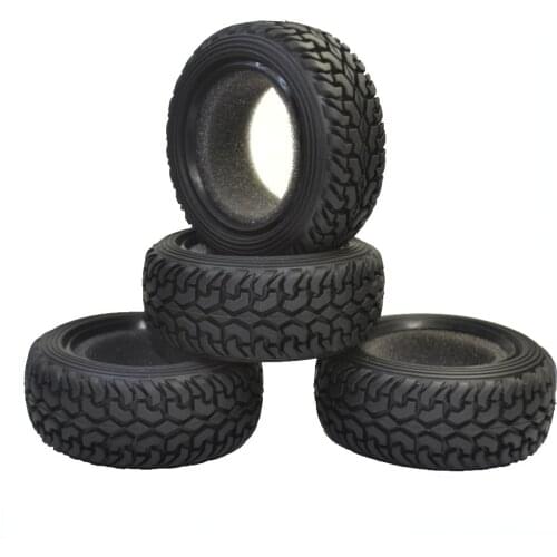 4PCS 1/10 RC Rally Car Black Grain Rubber Tires for Traxxas Tamiya HPI Kyosho HSP RC On Road Car