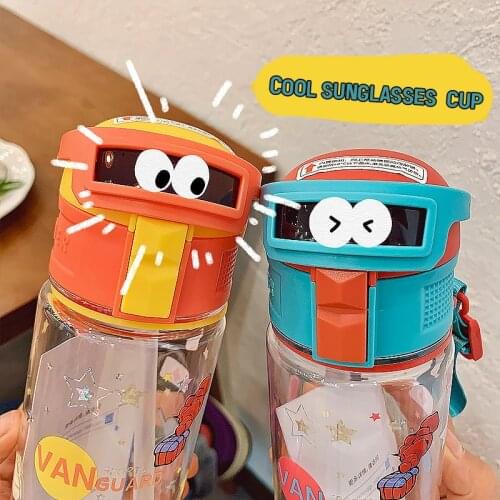 430/600ml Cartoon Cute Drink Water Straw Bottle Cup Plastic for Baby Kids Children Student Boy Girl Creative Gift Wholesale