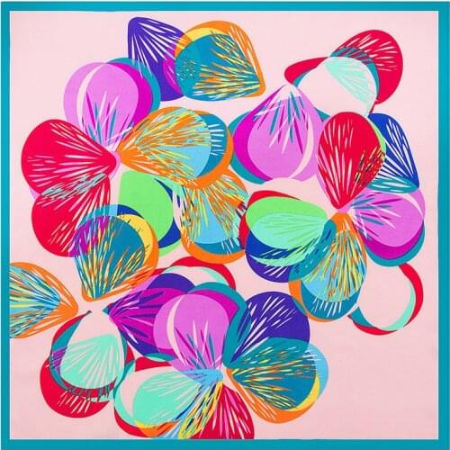 60cm*60cm 2021 Luxury Brand Hand Painting Geometric Butterfly Print Women Twill Silk Scarf Small Square Scarves Headband