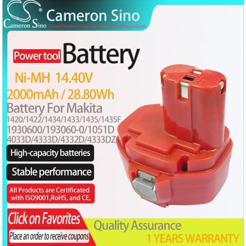 CameronSino Battery for Makita 1420 1422 1433 1434 1435 fits 1051D 1051DZ 4033DZ Power Tools Replacement battery 2000mAh/28.80Wh