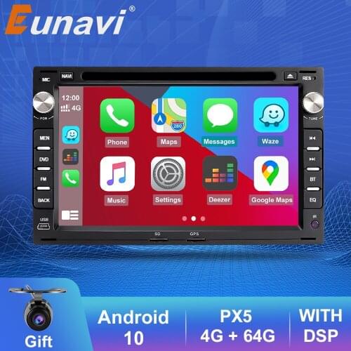 Eunavi 2 Din Android 10 Car DVD Radio multimedia player GPS For VW Volkswagen PASSAT B5 MK4 MK5 JETTA BORA POLO TRANSPORT T5 DSP