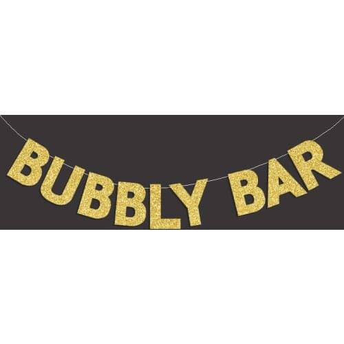 2017 New BUBBLY BAR Banner Gold/Silver/Black Glitter Wedding Anniversary/Bridal Shower/Engagement Party Decorations Supplies