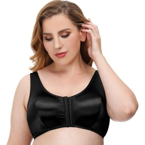 Big Size Bra Womens Wire Free Full Cup Front Closure Minimizer Bra Non-padded Bra Plus Size 36 38 40 42 44 46 48 B C D DD