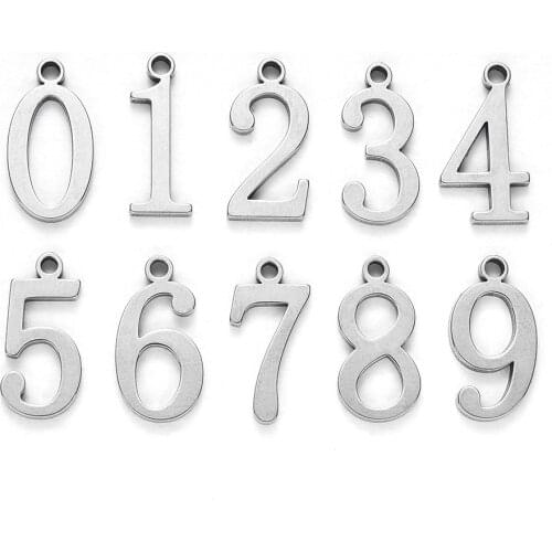 304 Stainless Steel Digital Pendant DIY Handmade Arabic Numerals 0-9 Pendants Accessories jewellery making diy crafts