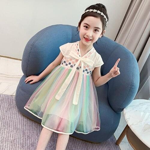 Cheap Childrens kids wear girls' dress 2020 new childrens Dress Girls' summer childrens striped dress 2-12 yrs girls clothes