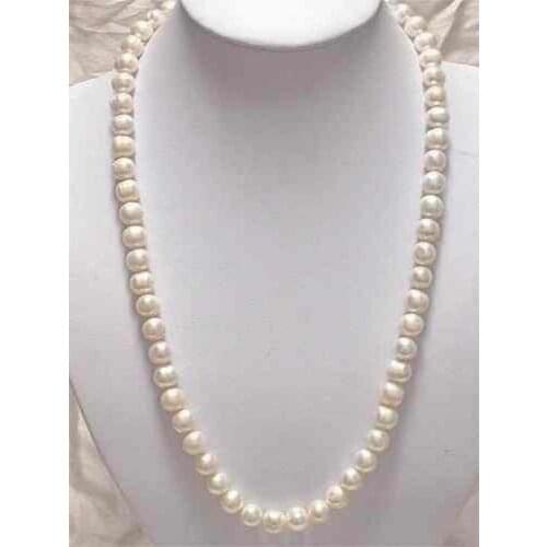 Long 25'' Beautiful 7-8mm White Akoya Cultured Pearl Necklace