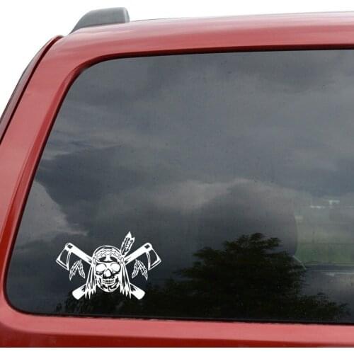 Indian Skull pirate stickers Window Decor Vinyl Decal Sticker 6" Wide White