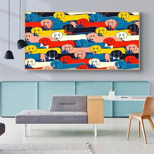 AAHH Friendship Wall Art Animal Dog and Panda Canvas Picture Puppy Oil Painting for Living Room Home Decor No Frame
