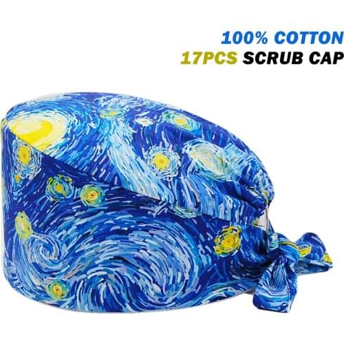 Wholesale Scrub Cap Anime Printing Beauty Salon Nurse Accessories Working Hats Lab Pet Shop Workers Surgicals Caps Unisex
