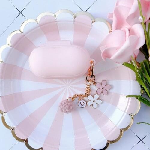 Korean Case for Samsung Galaxy Buds / Buds+ Plus Cover Bluetooth Earphone Protect Accessories Luxury Cherry Keyring Decor Girl