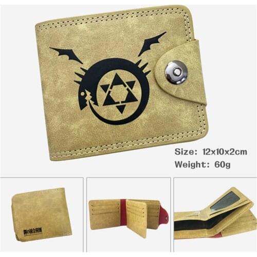 PU Anime Fullmetal Alchemist Hidden Discount Wallet Casual Mens Leather Note Compartment Photo Coin Credit Cards Holder Purses