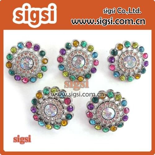 Colorful flower delicate acrylic rhinestone button for decoration
