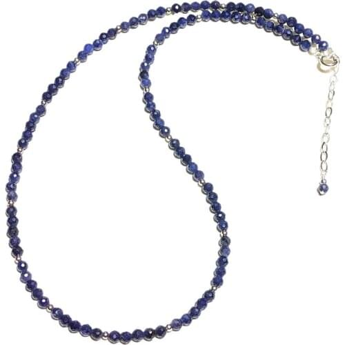 Lily Jewelry Choker Necklace 925 Sterling Silver Real Sapphire Necklace Women Nice Gift Delicate Necklace Fine Jewelry 40-44cm