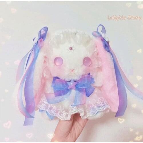 Lolita Cute Rabbit Plush Cross Body Messenger Bag Young Girl Student Japanese Kawaii Shoulder Bag Doll Backpack Gifts Cosplay