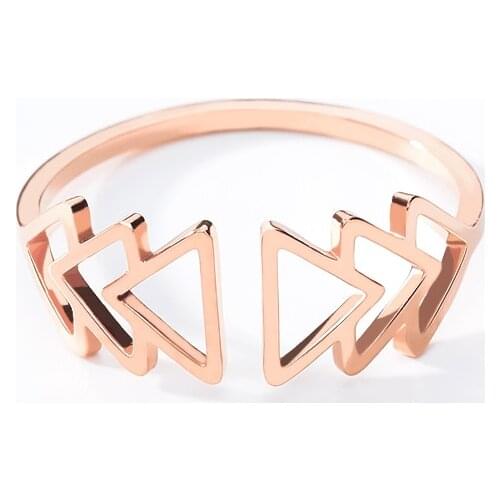 Minimalism Chevron Rings For Women Boho Jewelry Stainless Steel Adjustable Stacking Triangles Ring Friendship Gifts Bague Femme