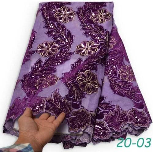 Fashion French Tulle Lace Fabric Embroiderey Velvet Lace High Quality Sequins Nigerian African Mesh Lace Fabric For 04