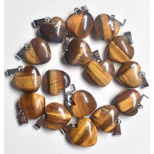 Fashion natural tiger eye stone love heart shape charms pendants 16mm for DIY Jewelry Making Wholesale 50pcs/lot free shipping