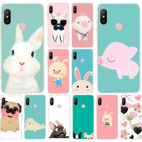 201FG Lovely Cartoon Animal Dog Pig Rabbit Soft Silicone Tpu Cover phone Case for xiaomi redmi 7 7a note 4A 4X 6 Pro 6A 7