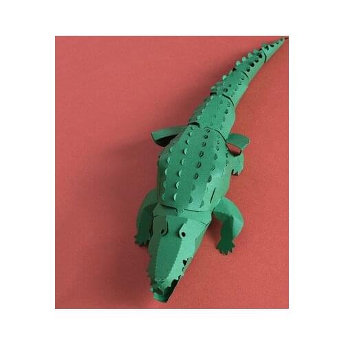 3D Puzzle Animal Paper Model Kit Origami Crocodile Paper Craft For Kids Toy