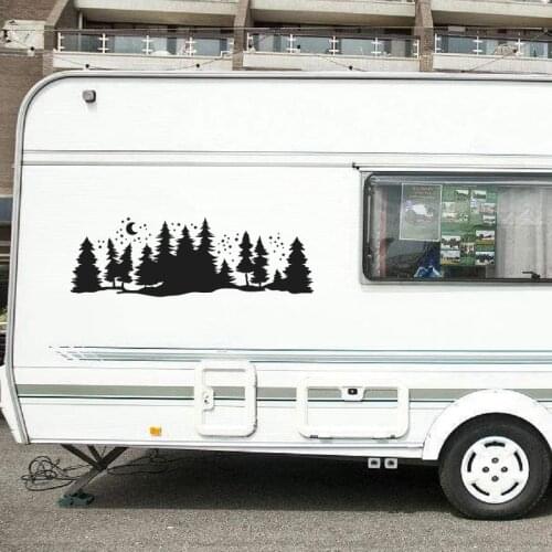 For SUV RV Camper Offroad Starry Forest Car Decor Forest Woodland Timber Camping Moonlight Car Sticker Decal