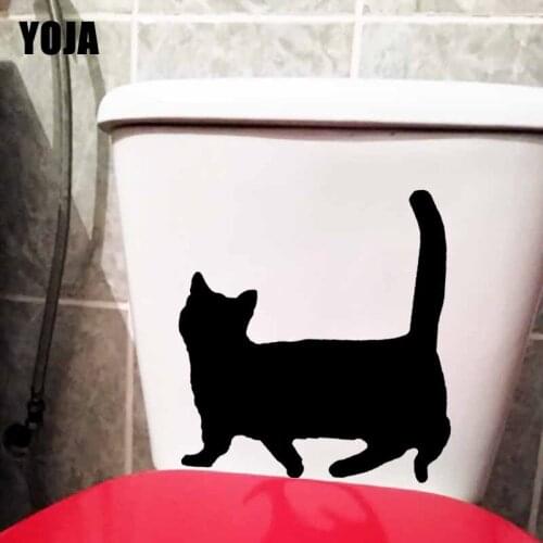 YOJA 22.3X23.9CM Munchkin Cat Toilet Sticker Cute kitten Wall Decal Home Bedroom Decor T5-0038