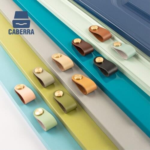 Multiple Furniture Handles Leather Kitchen Cabinets Knobs Handles for Cabinets and Drawers Wardrobe Pulls Drawer Knobs