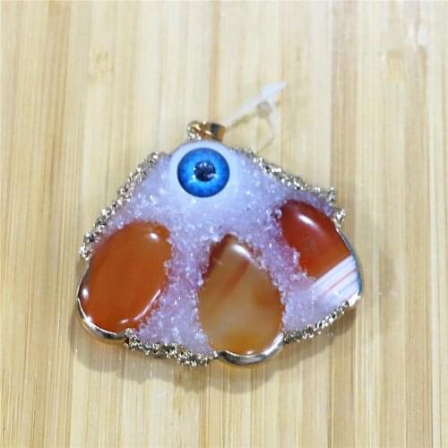 2021 New Natural Red Crystal Evil Eye Pendant Animal Shape Greek Eye Jewelry Stone Necklace Pendant Jewelry Handmade