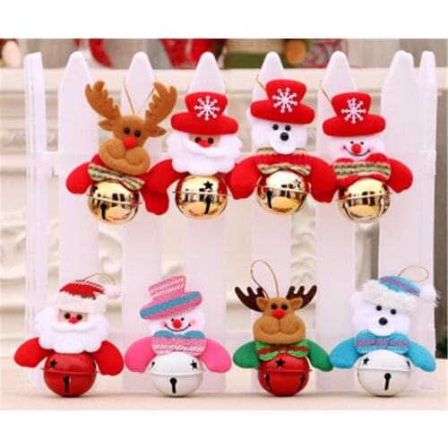 New Arrival Christmas Bells tree ornaments Mini Bells Santa Claus Pendants Mixed 8 colors Kids Gift Christmas Decorations