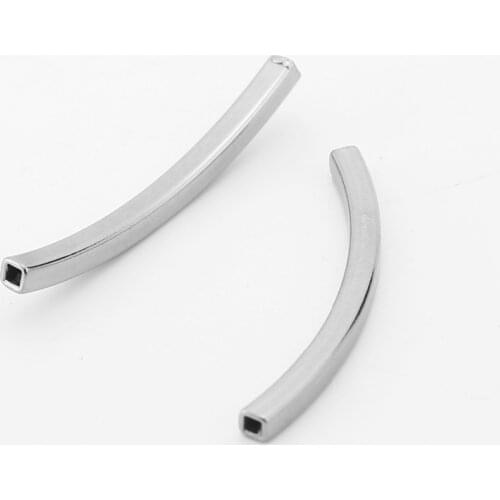 Wholesale Smooth Stainless Steel Curved Tube Connector Charm Beads 10pcs/lot for Jewelry Making Bracelets