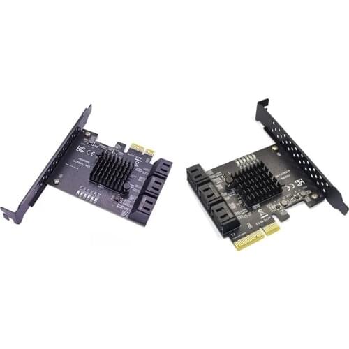 SATA Card Riser 6Gbps SATA 3.0 to PCI-E Controller Card 6 Ports SATAIII PCIe Expansion Cards PCI Express Adapter for Chia Mining
