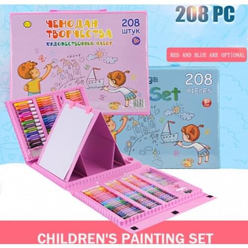 Hot Style Childrens Painting Set Watercolor Pen Art Supplies Oil Painting Stick Stationery Belt Easel Board Wax Brush