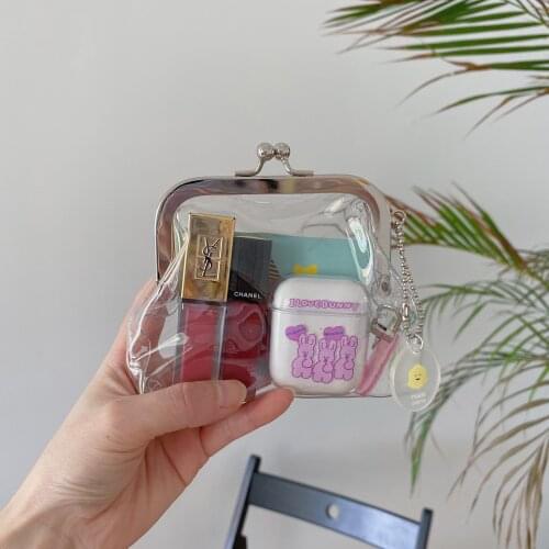 1pcs Ins Transparent Simple Iron Mouth Clip Bag Pvc Coin Purse Small Storage Bag Lipstick Coin Container Card Bag Wholesale 2021