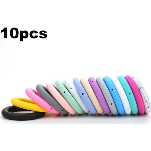 LOFCA 10pcs Teething Ring 65mm Silicone Beads Baby Charm Teether Necklace Pacifier Making BPA Free Food Grade Silicone Jewelry