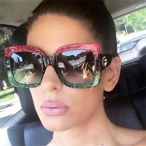 Square Womens Sunglasses Fashion Red Green Sunglasses New Fashion Brand Black Shades Sun Glasses Women Men Female 0068