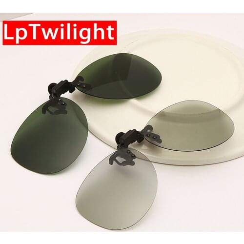 LpTwilight Polarized Clip On Sunglasses Men Women Driving Night Vision Glasses Oval Mirror Lens Photochromic Sun Glasses Gafas