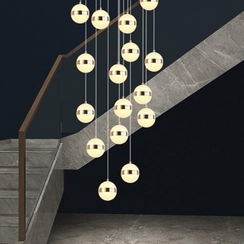 Modern Staircase Chandelier Lighting Nordic Art Duplex Building Loft Corner Ball Magic Bean Villa Lobby Staircase LED Chandelier